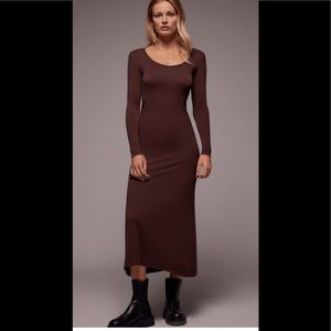 ZARA Knit Brown Midi Maxi Dress sz Large